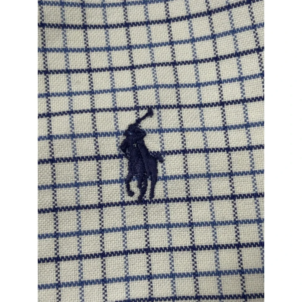 Ralph Lauren Boys White Blue Check Long Sleeve Button Down Shirt XL
